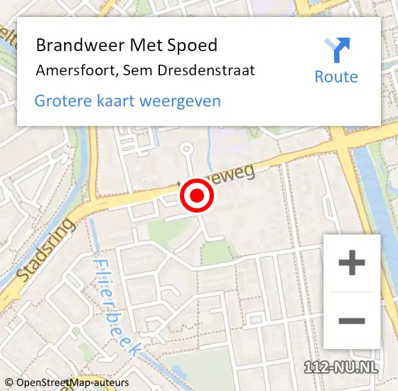 Locatie op kaart van de 112 melding: Brandweer Met Spoed Naar Amersfoort, Sem Dresdenstraat op 6 juni 2023 11:58