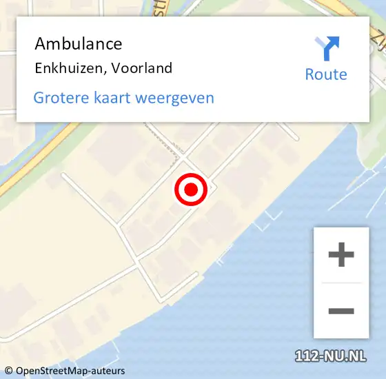 Locatie op kaart van de 112 melding: Ambulance Enkhuizen, Voorland op 6 juni 2023 12:02