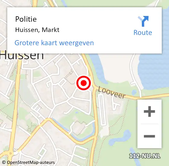 Locatie op kaart van de 112 melding: Politie Huissen, Markt op 6 juni 2023 12:08