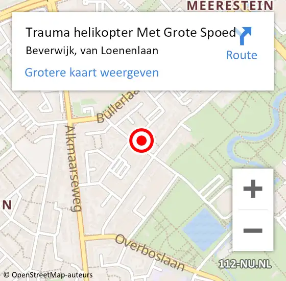 Locatie op kaart van de 112 melding: Trauma helikopter Met Grote Spoed Naar Beverwijk, van Loenenlaan op 6 juni 2023 12:08