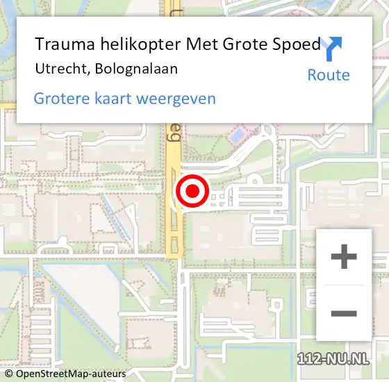 Locatie op kaart van de 112 melding: Trauma helikopter Met Grote Spoed Naar Utrecht, Bolognalaan op 6 juni 2023 12:36