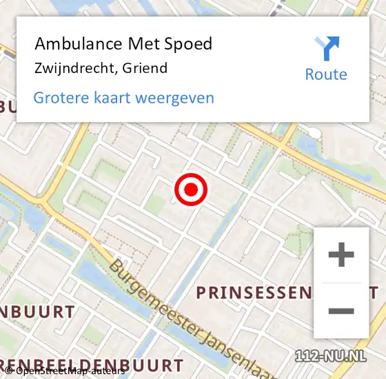 Locatie op kaart van de 112 melding: Ambulance Met Spoed Naar Zwijndrecht, Griend op 6 juni 2023 13:02