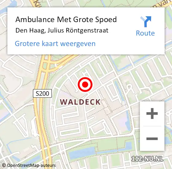 Locatie op kaart van de 112 melding: Ambulance Met Grote Spoed Naar Den Haag, Julius Röntgenstraat op 6 juni 2023 13:08