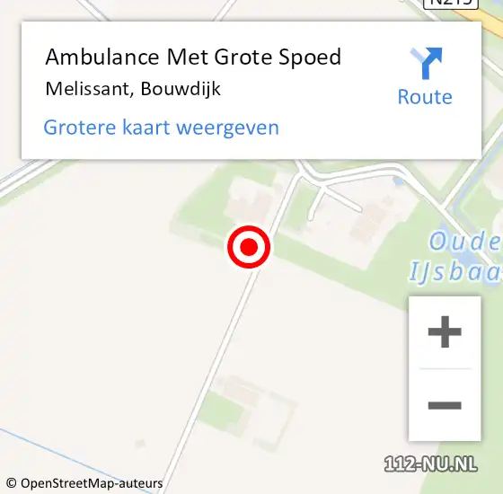 Locatie op kaart van de 112 melding: Ambulance Met Grote Spoed Naar Melissant, Bouwdijk op 6 juni 2023 13:11