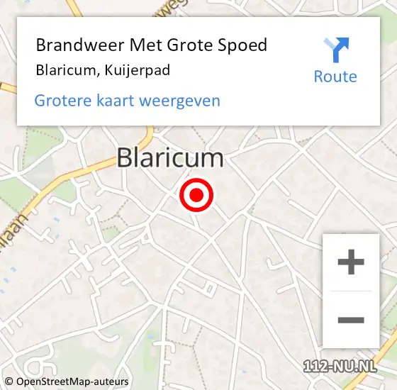 Locatie op kaart van de 112 melding: Brandweer Met Grote Spoed Naar Blaricum, Kuijerpad op 6 juni 2023 13:26