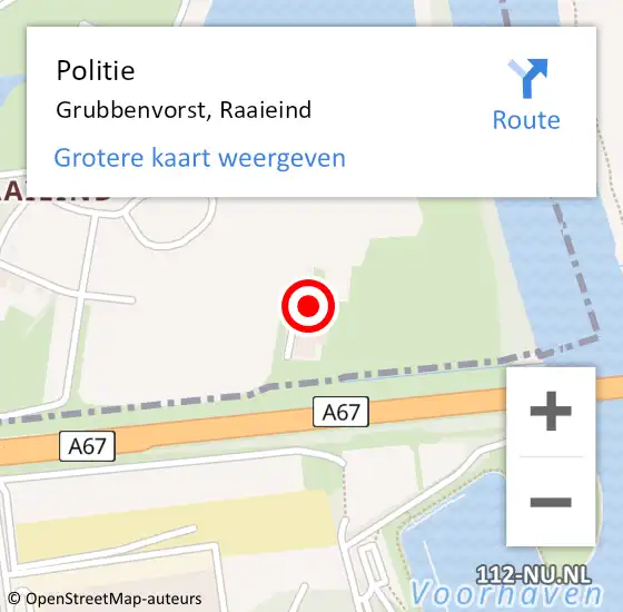 Locatie op kaart van de 112 melding: Politie Grubbenvorst, Raaieind op 6 juni 2023 13:54