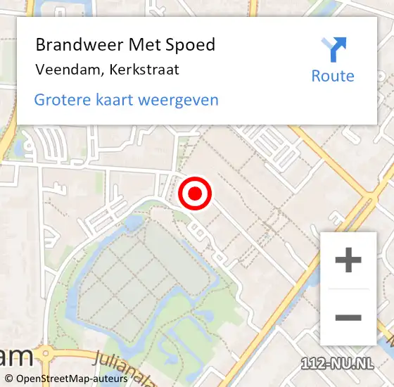 Locatie op kaart van de 112 melding: Brandweer Met Spoed Naar Veendam, Kerkstraat op 6 juni 2023 13:55