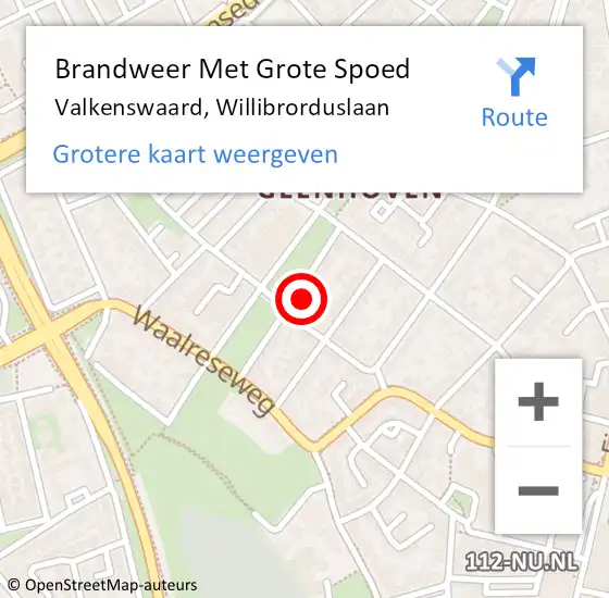 Locatie op kaart van de 112 melding: Brandweer Met Grote Spoed Naar Valkenswaard, Willibrorduslaan op 6 juni 2023 13:55