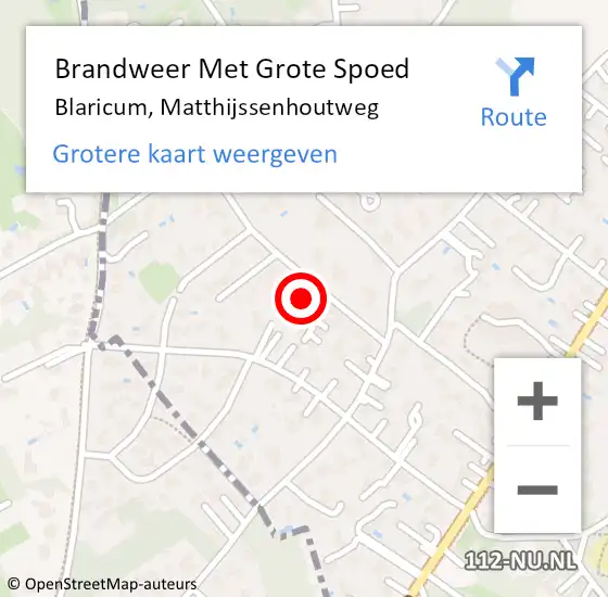 Locatie op kaart van de 112 melding: Brandweer Met Grote Spoed Naar Blaricum, Matthijssenhoutweg op 6 juni 2023 14:05