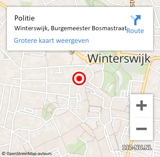 Locatie op kaart van de 112 melding: Politie Winterswijk, Burgemeester Bosmastraat op 6 juni 2023 14:06