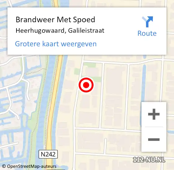 Locatie op kaart van de 112 melding: Brandweer Met Spoed Naar Heerhugowaard, Galileistraat op 6 juni 2023 14:23