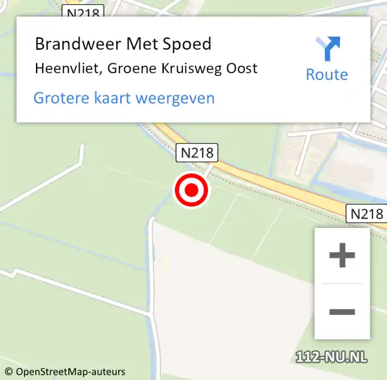 Locatie op kaart van de 112 melding: Brandweer Met Spoed Naar Heenvliet, Groene Kruisweg Oost op 6 juni 2023 14:46