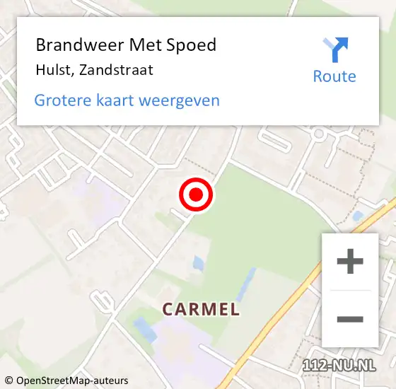 Locatie op kaart van de 112 melding: Brandweer Met Spoed Naar Hulst, Zandstraat op 6 juni 2023 14:50