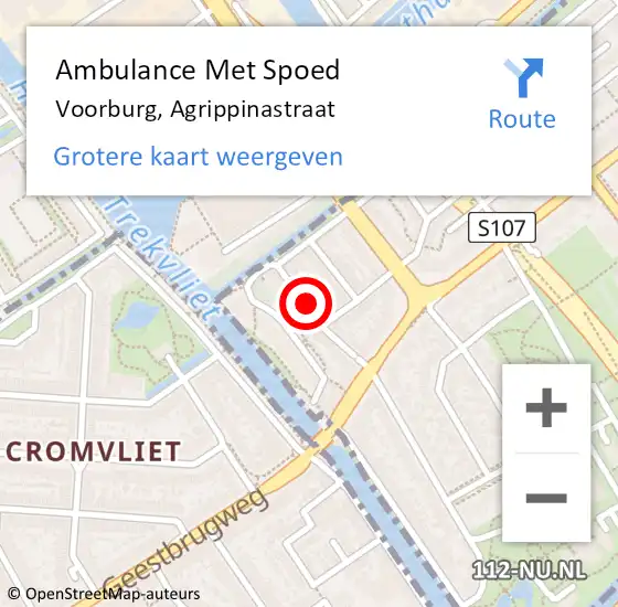 Locatie op kaart van de 112 melding: Ambulance Met Spoed Naar Voorburg, Agrippinastraat op 6 juni 2023 15:23