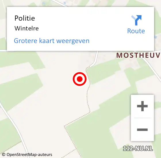 Locatie op kaart van de 112 melding: Politie Wintelre op 6 juni 2023 15:41