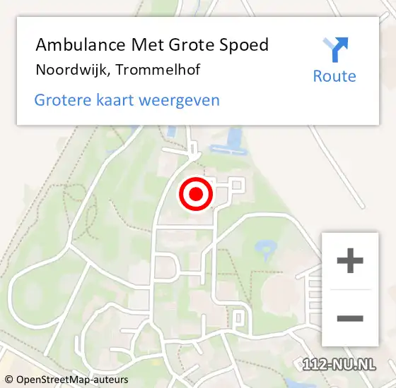 Locatie op kaart van de 112 melding: Ambulance Met Grote Spoed Naar Noordwijk, Trommelhof op 6 juni 2023 15:54