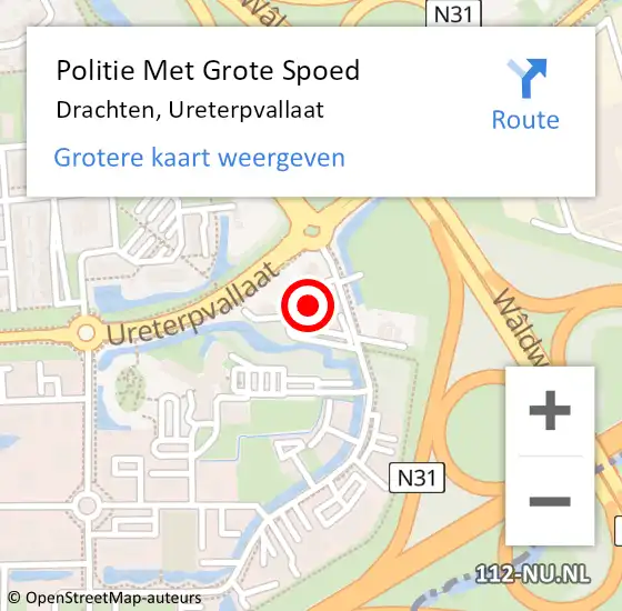 Locatie op kaart van de 112 melding: Politie Met Grote Spoed Naar Drachten, Ureterpvallaat op 6 juni 2023 16:03