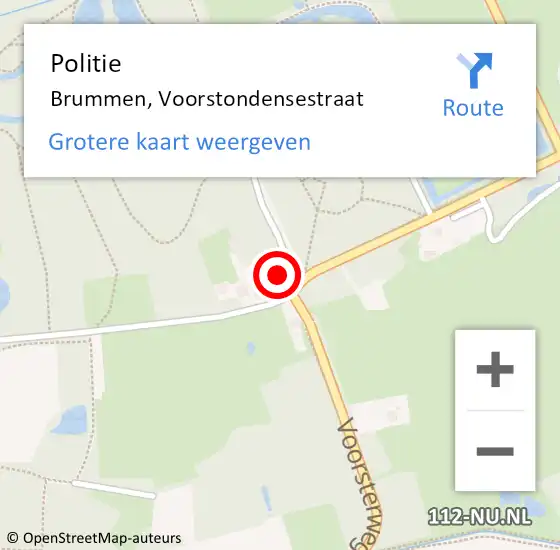 Locatie op kaart van de 112 melding: Politie Brummen, Voorstondensestraat op 6 juni 2023 16:12
