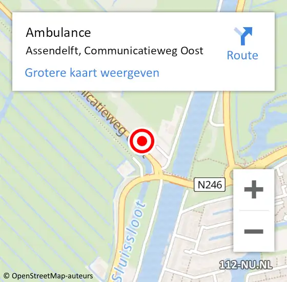 Locatie op kaart van de 112 melding: Ambulance Assendelft, Communicatieweg Oost op 6 juni 2023 16:35