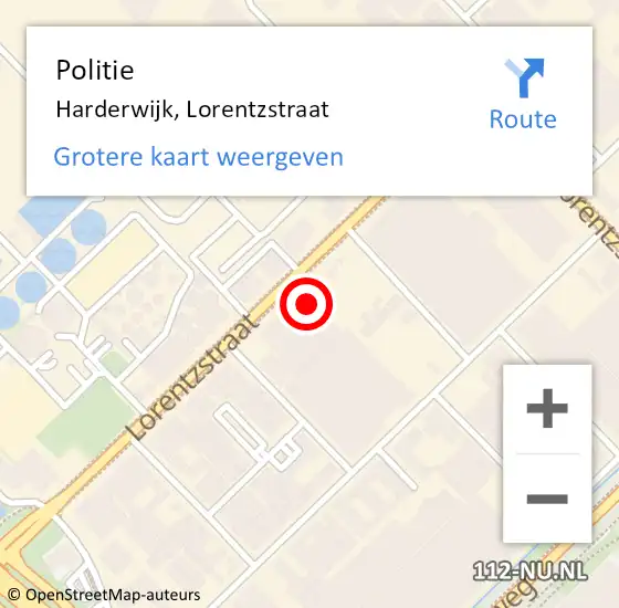 Locatie op kaart van de 112 melding: Politie Harderwijk, Lorentzstraat op 6 juni 2023 17:04