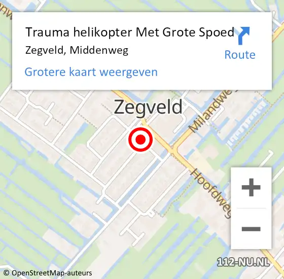 Locatie op kaart van de 112 melding: Trauma helikopter Met Grote Spoed Naar Zegveld, Middenweg op 6 juni 2023 17:09
