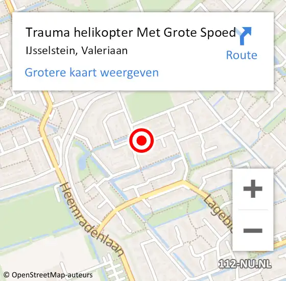Locatie op kaart van de 112 melding: Trauma helikopter Met Grote Spoed Naar IJsselstein, Valeriaan op 6 juni 2023 17:16