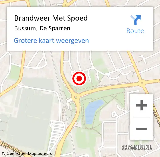 Locatie op kaart van de 112 melding: Brandweer Met Spoed Naar Bussum, De Sparren op 6 juni 2023 17:34