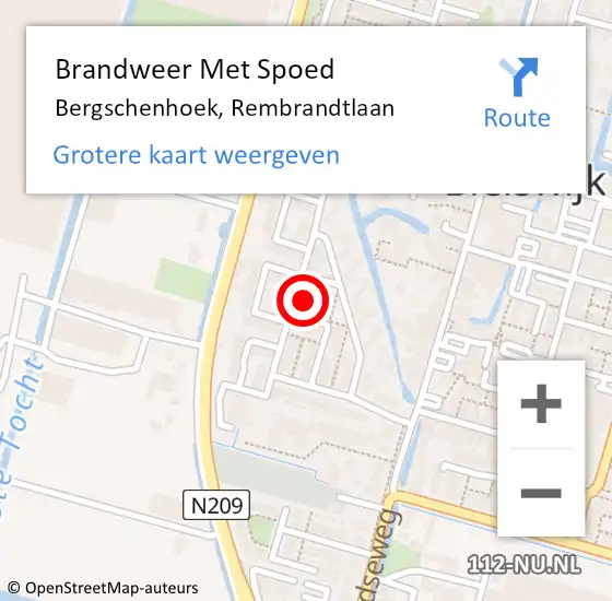 Locatie op kaart van de 112 melding: Brandweer Met Spoed Naar Bergschenhoek, Rembrandtlaan op 6 juni 2023 17:46