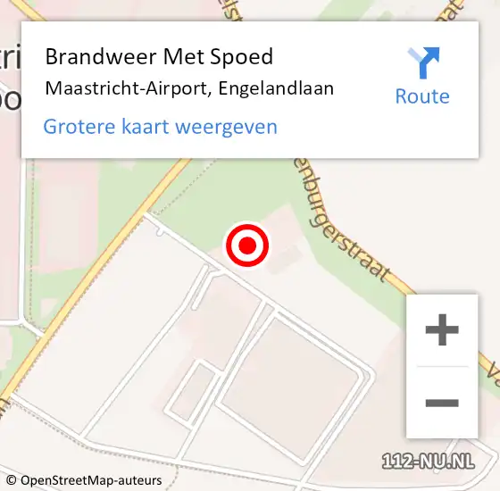 Locatie op kaart van de 112 melding: Brandweer Met Spoed Naar Maastricht-Airport, Engelandlaan op 6 juni 2023 18:09