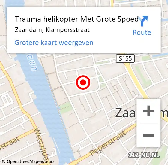 Locatie op kaart van de 112 melding: Trauma helikopter Met Grote Spoed Naar Zaandam, Klampersstraat op 6 juni 2023 18:28