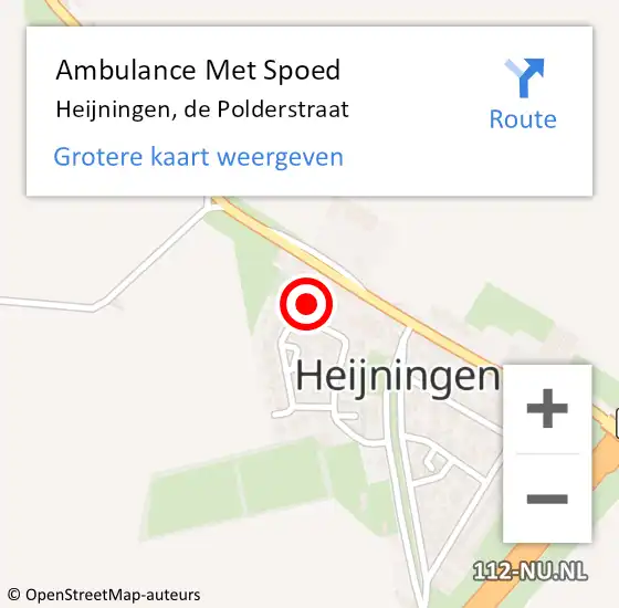 Locatie op kaart van de 112 melding: Ambulance Met Spoed Naar Heijningen, de Polderstraat op 28 augustus 2014 02:13