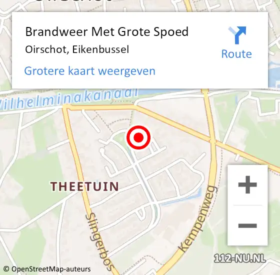 Locatie op kaart van de 112 melding: Brandweer Met Grote Spoed Naar Oirschot, Eikenbussel op 6 juni 2023 18:38