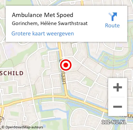 Locatie op kaart van de 112 melding: Ambulance Met Spoed Naar Gorinchem, Hélène Swarthstraat op 6 juni 2023 18:41