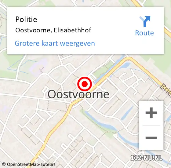 Locatie op kaart van de 112 melding: Politie Oostvoorne, Elisabethhof op 6 juni 2023 18:54