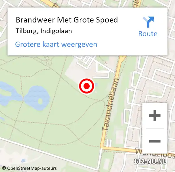 Locatie op kaart van de 112 melding: Brandweer Met Grote Spoed Naar Tilburg, Indigolaan op 6 juni 2023 19:11