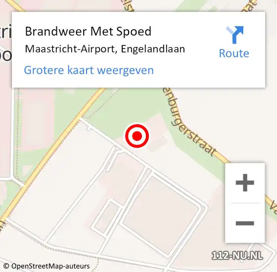 Locatie op kaart van de 112 melding: Brandweer Met Spoed Naar Maastricht-Airport, Engelandlaan op 6 juni 2023 19:14