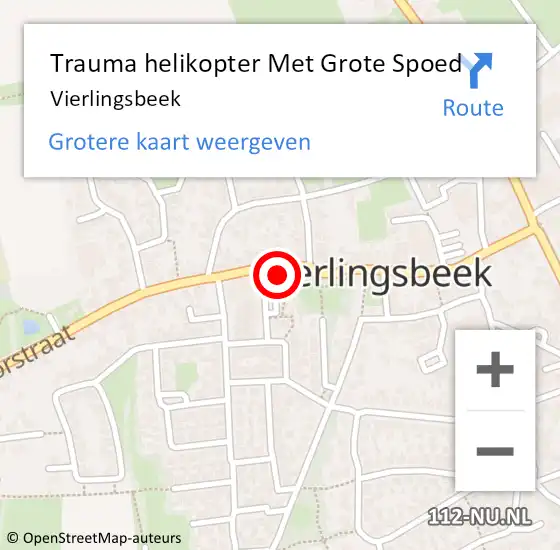 Locatie op kaart van de 112 melding: Trauma helikopter Met Grote Spoed Naar Vierlingsbeek op 6 juni 2023 19:18