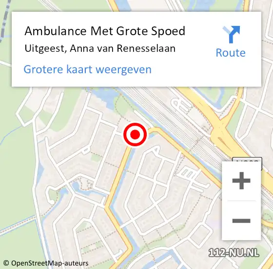 Locatie op kaart van de 112 melding: Ambulance Met Grote Spoed Naar Uitgeest, Anna van Renesselaan op 6 juni 2023 19:24