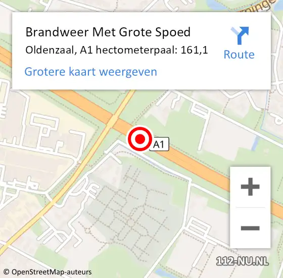 Locatie op kaart van de 112 melding: Brandweer Met Grote Spoed Naar Oldenzaal, A1 hectometerpaal: 161,1 op 6 juni 2023 19:51