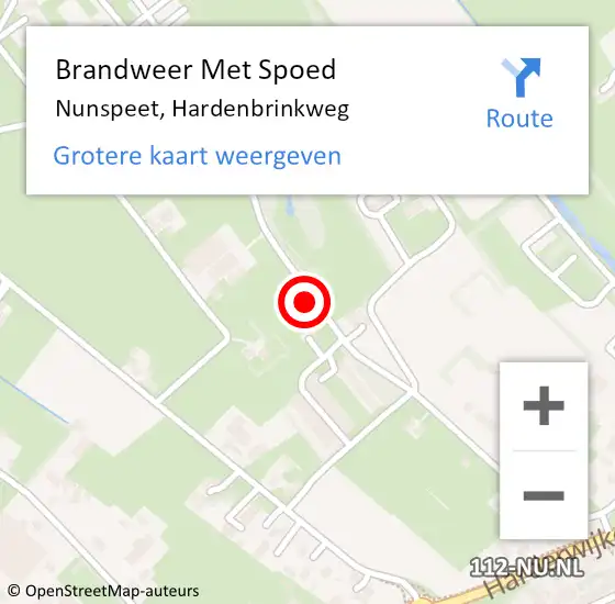 Locatie op kaart van de 112 melding: Brandweer Met Spoed Naar Nunspeet, Hardenbrinkweg op 6 juni 2023 19:53