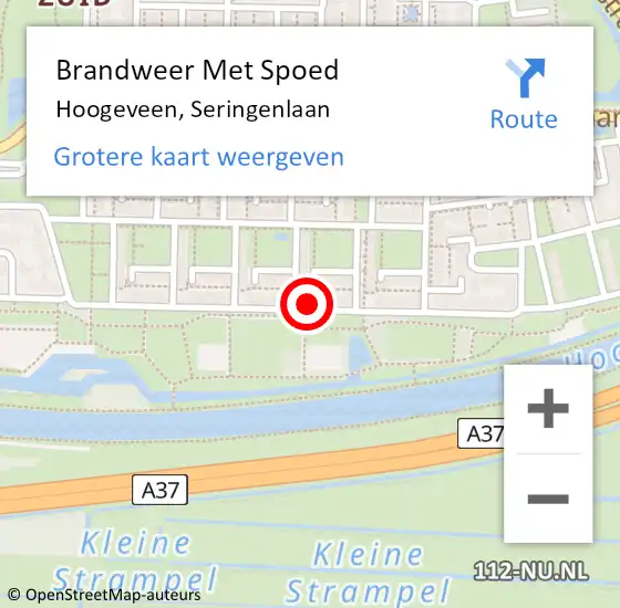 Locatie op kaart van de 112 melding: Brandweer Met Spoed Naar Hoogeveen, Seringenlaan op 6 juni 2023 19:55