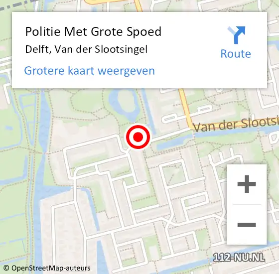 Locatie op kaart van de 112 melding: Politie Met Grote Spoed Naar Delft, Van der Slootsingel op 6 juni 2023 19:58