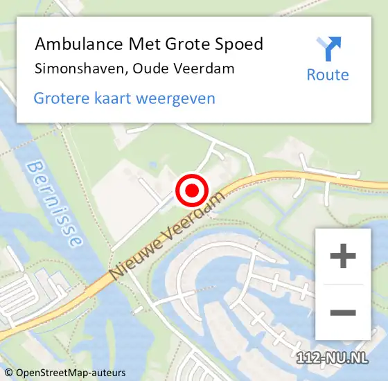 Locatie op kaart van de 112 melding: Ambulance Met Grote Spoed Naar Simonshaven, Oude Veerdam op 6 juni 2023 20:12