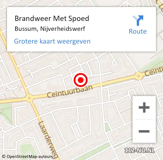 Locatie op kaart van de 112 melding: Brandweer Met Spoed Naar Bussum, Nijverheidswerf op 6 juni 2023 20:20