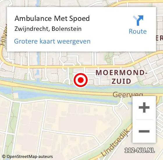 Locatie op kaart van de 112 melding: Ambulance Met Spoed Naar Zwijndrecht, Bolenstein op 6 juni 2023 20:26