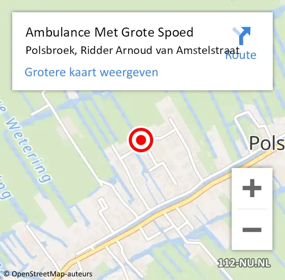 Locatie op kaart van de 112 melding: Ambulance Met Grote Spoed Naar Polsbroek, Ridder Arnoud van Amstelstraat op 6 juni 2023 20:42