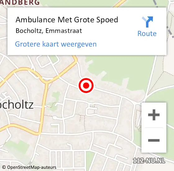 Locatie op kaart van de 112 melding: Ambulance Met Grote Spoed Naar Bocholtz, Emmastraat op 12 oktober 2013 22:23