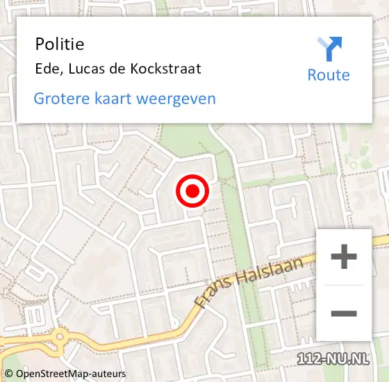 Locatie op kaart van de 112 melding: Politie Ede, Lucas de Kockstraat op 6 juni 2023 20:59