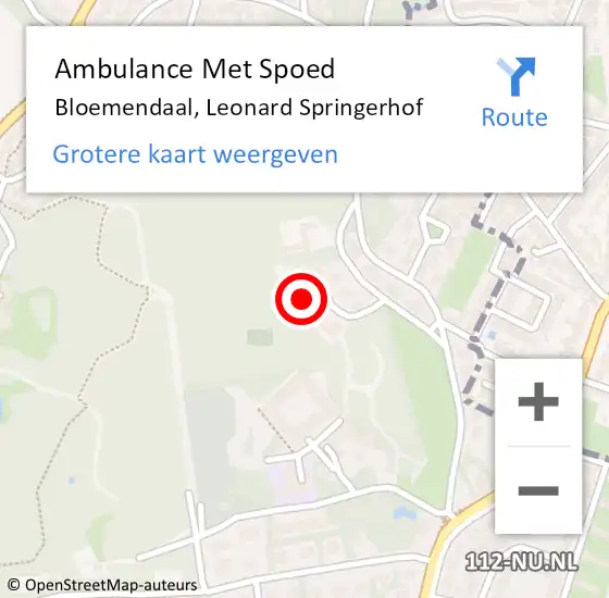 Locatie op kaart van de 112 melding: Ambulance Met Spoed Naar Bloemendaal, Leonard Springerhof op 6 juni 2023 21:01