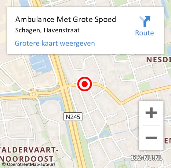 Locatie op kaart van de 112 melding: Ambulance Met Grote Spoed Naar Schagen, Havenstraat op 6 juni 2023 21:16